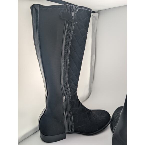 Stuart Weitzman Girls Size 3 Black Riding Boots Quilted 14" Knee High - Picture 7 of 11